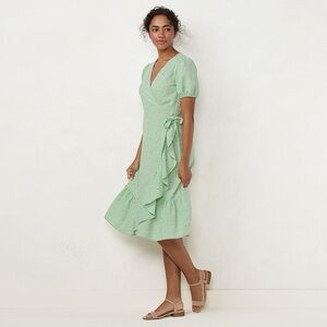 Women's LC Lauren Conrad Puff Sleeve Midi Wrap Dress - Mint Green Floral